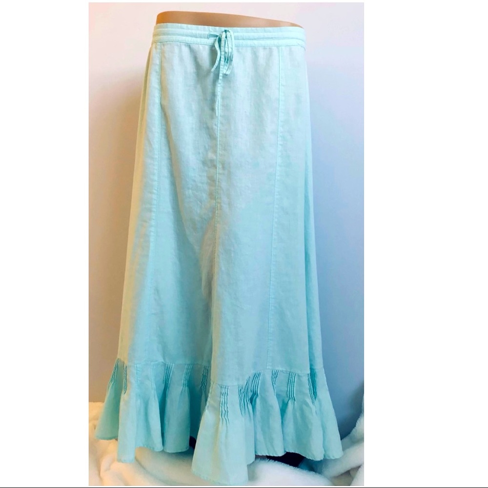 Liz Claiborne Linen Skirt Sea Green SZ 10 Gorgeous